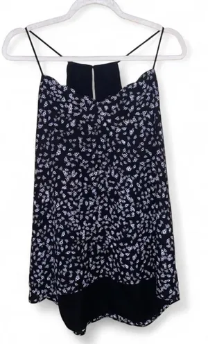 Express Barcelona Cami Black White Ditsy Floral Reversible Scalloped Neck Size L thumbnail 1