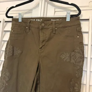Laurie Felt‎ Olive Green Power Silky Bootcut Jeans Size Small thumbnail 2