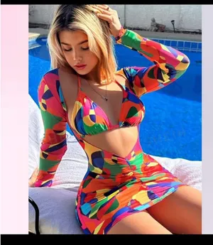 Colorful bikini and cover up set thumbnail 1
