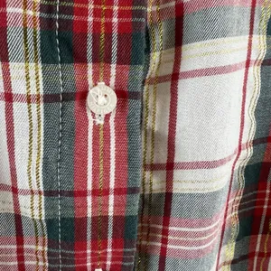 Tommy Hilfiger Women's Red Green Plaid Metallic Thread Roll-Tab Shirt Size M thumbnail 4