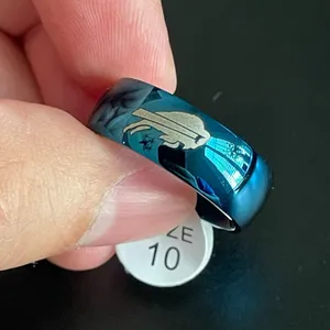 Blue stainless steel buffalo bills ring size 10 thumbnail 3