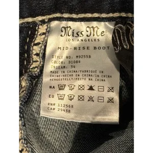 Miss Me Mid-Rise Bootcut Jeans Dark Wash Embellished Cross Wings Y2K BKE 25x28 thumbnail 4
