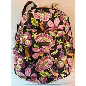 Vera Bradley Pirouette Pink Quilted Backpack Floral Laptop Travel Bag thumbnail 12