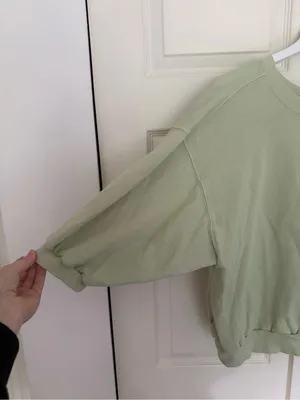 Anthropologie Pilcro The Niki Bubble Sweatshirt Light Green Pastels Crewneck M thumbnail 3