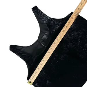 J.Crew 90s Whimsigoth Grunge Scoop Neck Plush Velour Tank‎ Top Shell 0 Black thumbnail 14