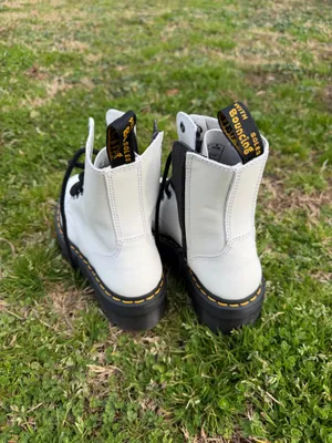 Dr. Martens Jadon White Leather Platform Zipper Combat Boots Women’s Size 6 thumbnail 3