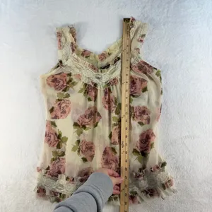 VTG Y2K Passport S Babydoll Top Floral Lace Ruffle Romantic Coquette Cottagecore thumbnail 10