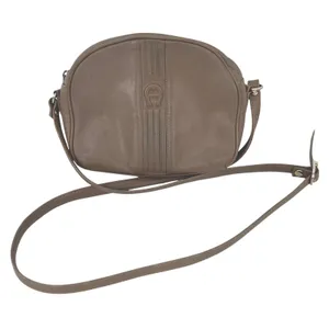 Vintage Etienne Aigner Crossbody Small Bag Purse Taupe Leather‎ Logo Zip Earthy thumbnail 1