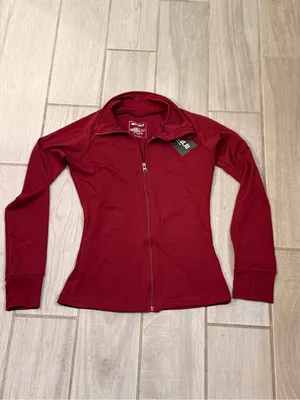 Doublju Burgundy Zip-Up Active Jacket with Slim Fit thumbnail 2