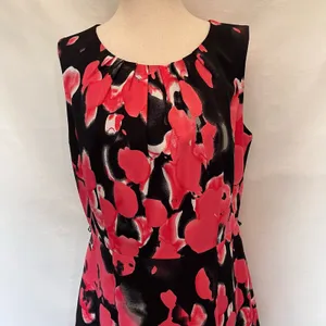Nipon Boutique Fit Flare Dress Sz 8 Coral Floral Wedding Glam Career Cocktail thumbnail 3