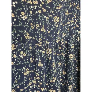 Bohme Navy Blue Floral Tiered Midi Dress Long Sleeve Smocked Cuffs Womens Size M thumbnail 4