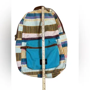 Fossil Multicolor Canvas Backpack Teal Blue Front Pocket Boho Retro‎ Style thumbnail 5