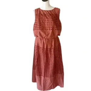 NWT $148 Jennifer & Grace 2PCS Set Eyelet Auburn Rust Terracotta Orange Large thumbnail 3