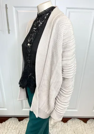 Pink Lily It Was All A Dream Chunky Beige Belted Cardigan NWOT thumbnail 7