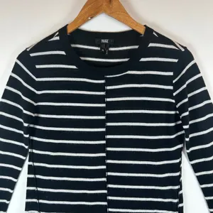 PAIGE Womens XS Merino Wool Blend Black White Striped Knit Sweater Long‎ Sleeve thumbnail 7