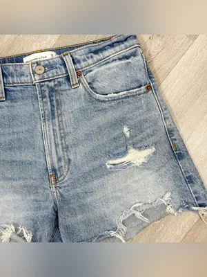 Abercrombie & Fitch High Rise Denim Cutoffs Mom Jean Shorts‎ Blue Size 2 26 thumbnail 5