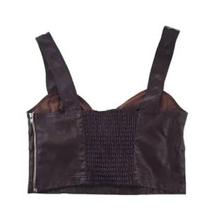 Peter‎ Som -1628 Rent The Runway - Burgundy Red Faux Leather Bustier Top Size 2 thumbnail 5