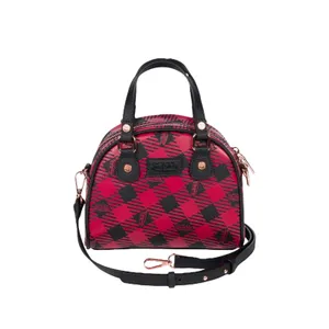 NWT! Von Dutch Red & Black Plaid Small Bowling Bag thumbnail 2
