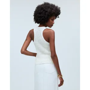 Madewell Crochet Knit Crewneck Sweater Tank Cotton Vest Bright Ivory XS NWT thumbnail 5