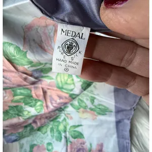 Floral Patterned 100% Silk Women's Scarf Purple thumbnail 6