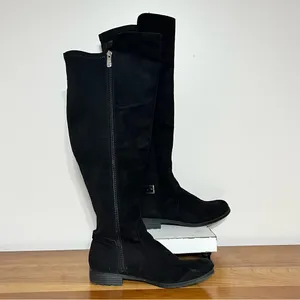 Women’s Liz Claiborne‎ Knee High Black Faux Suede Leather Boots Size 8.5M thumbnail 2
