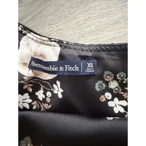 Abercrombie & Fitch Women's One Shoulder Black Satin Floral Mini Dress Size XS thumbnail 5