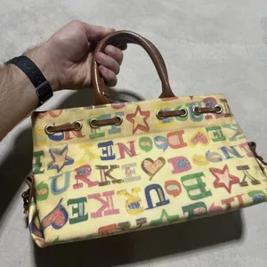 Vintage Dooney & Bourke Coated Graffiti Tote Purse Y2K Handbag Leather Straps thumbnail 4