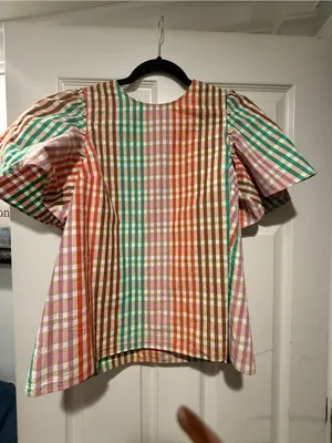 kate spade Multicolor Gingham Puff Sleeve Top thumbnail 4