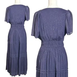 Anthropologie The Somerset Maxi Dress Lurex Edition Medium Plum Dust Shimmer thumbnail 10