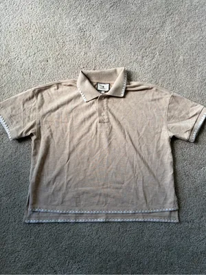 Tuckernuck sandstone Pique Holmes Boyfriend Polo beige short sleeve size small thumbnail 4
