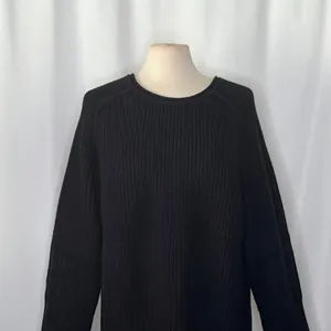 ZARA Wool Blend Solid‎ Black Shaker Knit Pullover Sweater Minimalist Medium thumbnail 3