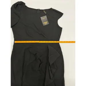 Woosea Black Ruffle Mermaid Evening Gown Asymmetrical Slit Formal Dress size‎ XL thumbnail 5