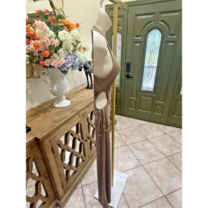 Beautiful Coffee-Colored Maxi Dress – Size S thumbnail 6