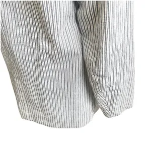 Zara Women’s Striped Linen Blend Boyfriend Blazer Size Medium Two Button Blue thumbnail 10
