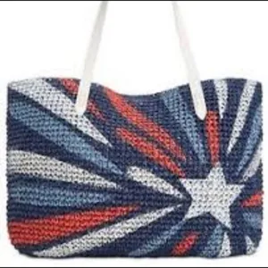 🎉INC Star & Stripes Straw Bag Blue thumbnail 5
