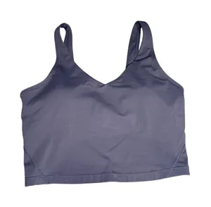 Dark Purple V-Neck‎ Longline Sports Bra Yoga Crop Top XS thumbnail 1