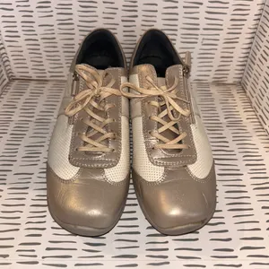 Pedala Product by ASICS Sneakers‎ Women's Gold Leather Walking Shoes 24.5 US 8.5 thumbnail 3