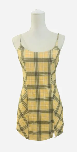 Forever 21 yellow Plaid mini Dress Clueless Cher thumbnail 1