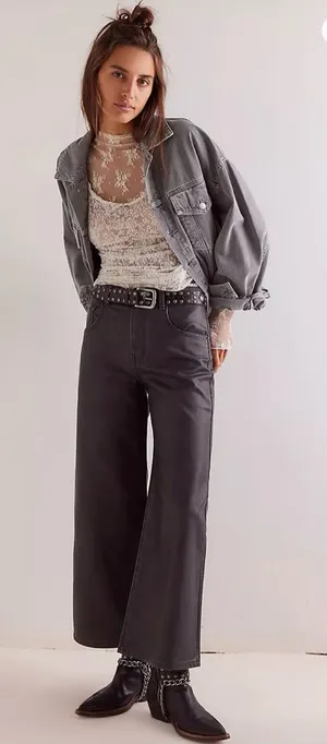 We The Free Misha High Rise Wide Barrel Pants - Black - Size 25 thumbnail 1