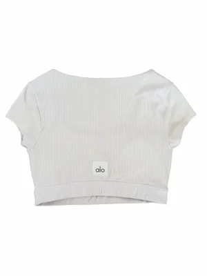 Alo Yoga Blissful Henley Ribbed Bra Top Size Small thumbnail 3