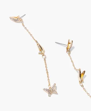 Butterfly Dangle Rhinestone Earrings Gold thumbnail 2