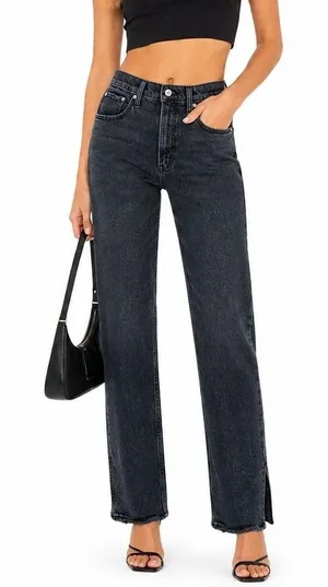 Abercrombie & Fitch Curve Love 90s Straight Ultra High Rise Jeans Black Size 25 thumbnail 1