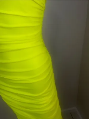 Tiger Mist Neon Yellow Strapless Ruched Bodycon Dress thumbnail 2