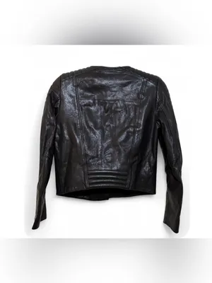 H&M The New Icons Women’s Long Sleeve Black Leather Biker Jacket Size 4 thumbnail 15