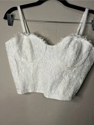 Cami NYC Revolve Scarlett Off White Lace Bustier‎ Smocked Back Crop Top thumbnail 2