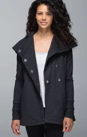 Lululemon Cozy Warm Gratitude Wrap Jacket in Heathered Black W2557 Sz 10 thumbnail 1