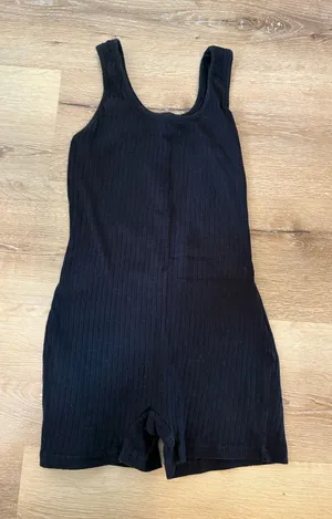 SheIn Black Ribbed Casual Romper thumbnail 1