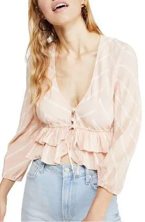 Free People Samifran Long sleeve top peach thumbnail 1