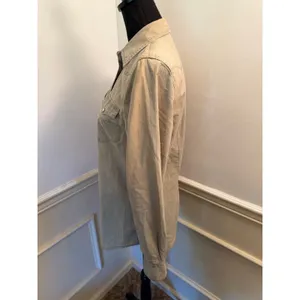 Lauren Ralph Lauren Khaki Beige Denim Western Yoke Pearl Snap Embroidered Top thumbnail 5