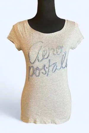 Aeropostale Vintage Y2K Baby Tee Soft Sequin Detail Fitted 2000s Fairycore Size Medium 💖 thumbnail 1